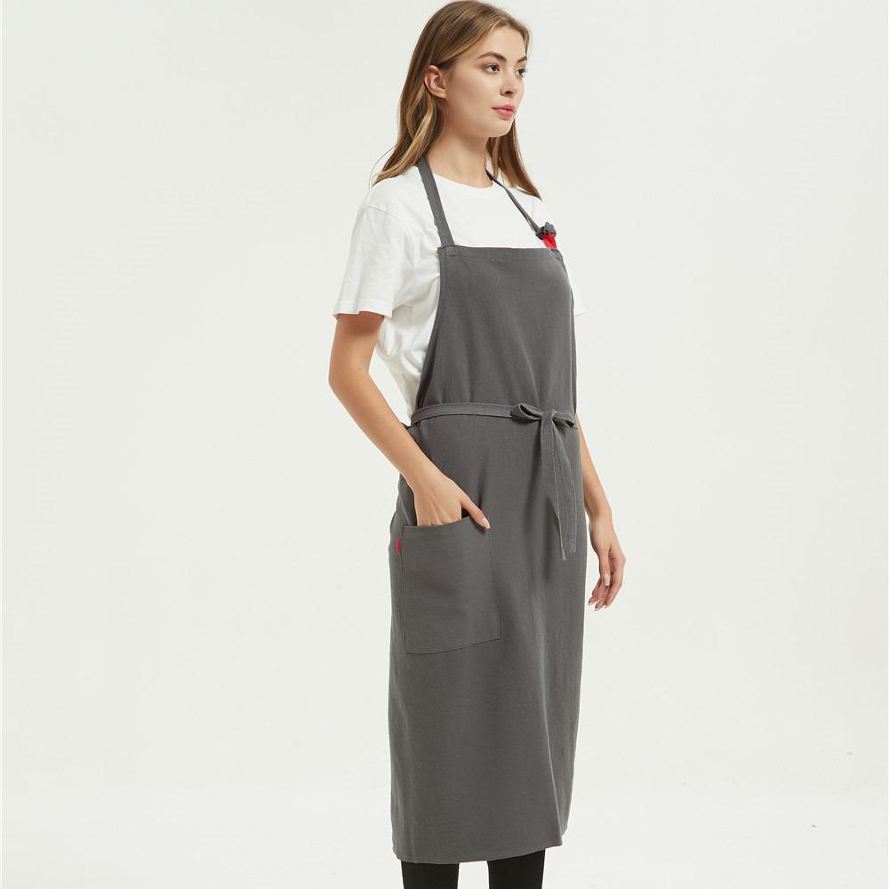 Bawełniano-lniany fartuch ogrodniczy w kwiaty - Prosty i elegancki styl japońsko-koreański