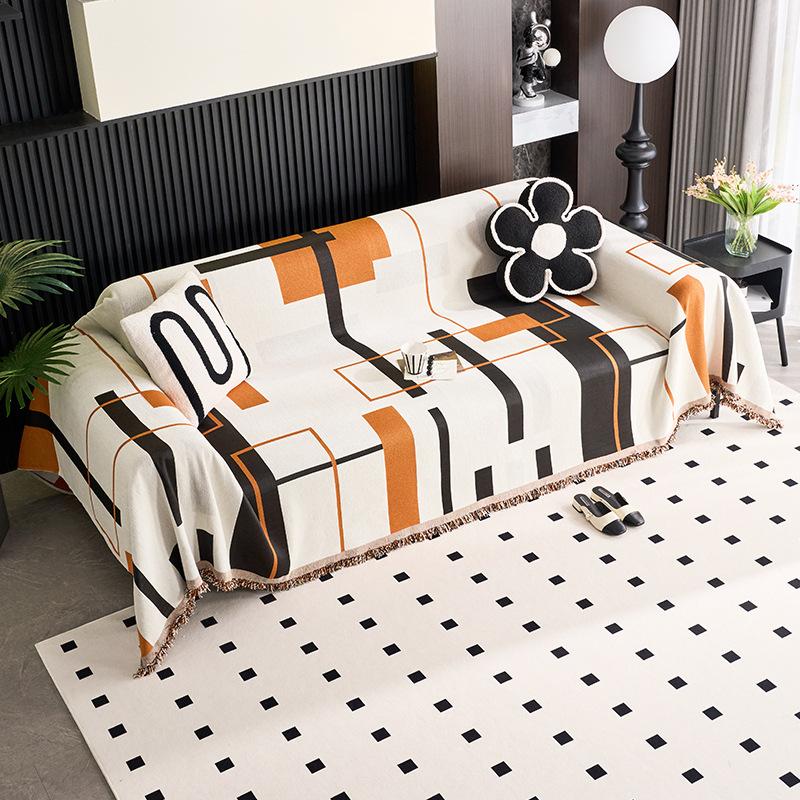 

Клетчатое полотенце для дивана Новое современное простое полотенце для дивана из синели на все времена года 180*380cm