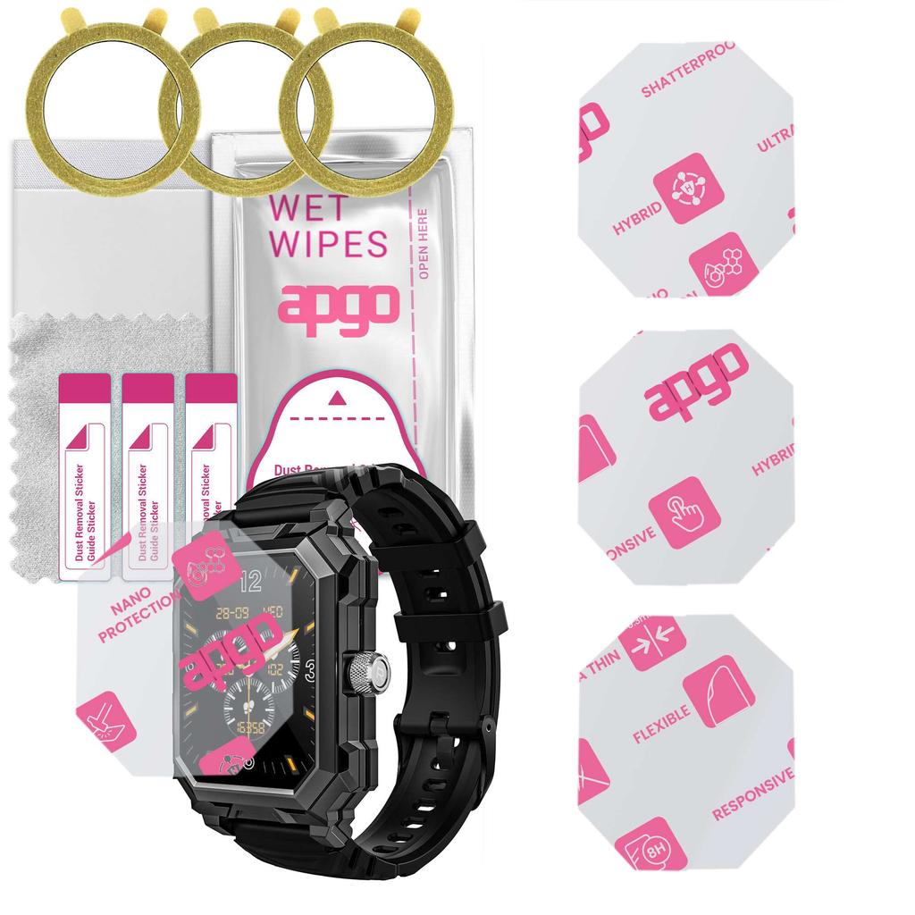 3x Apgo Ultra-Clear Hybrid Protective Glass Compatible with BlitzWolf BW-GTS3, Flexible Nano Glass, Great Replacement for Tempered Glass, Scratch-resi