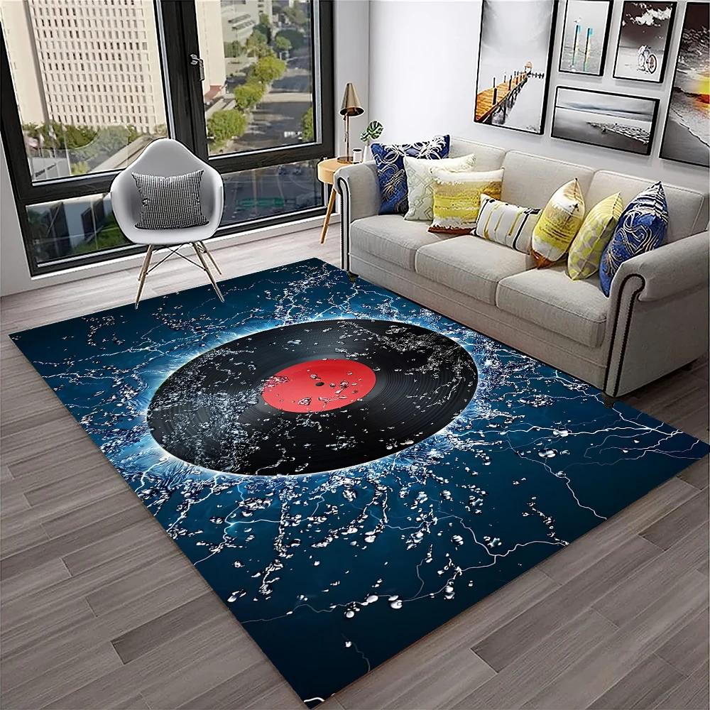 3D Retro Vinyl Record Music Art Carpet Rug for Home Living Room Bedroom Sofa Doormat Decor,Kid Play Area Rug Non-slip Floor Mat
