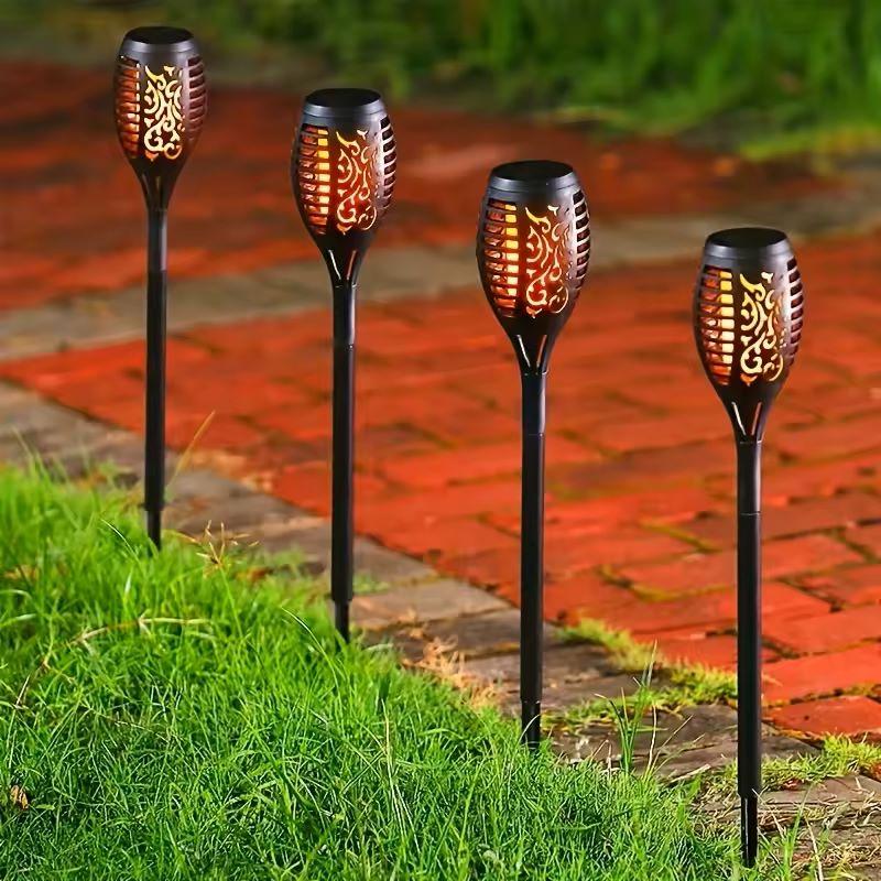 1/2/4/8PCS Outdoor Solar Torch IP65 Waterproof 12 LED Solar Light Flame Realistic for Use in Courtyards Gardens Grasslands
