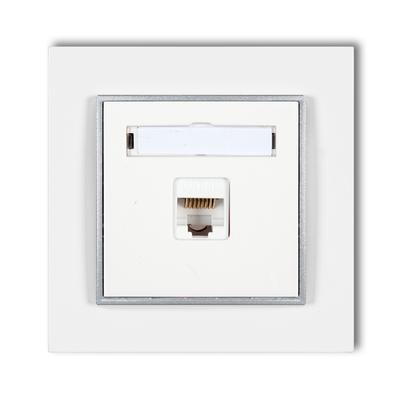 1x Internet Socket with Frame Karlik Mini White/silver