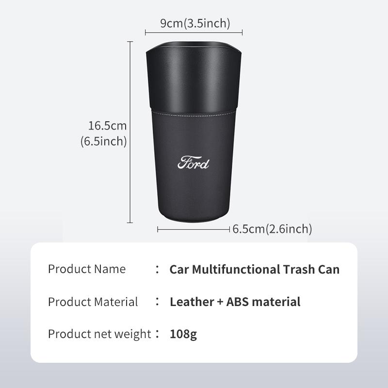 Durable Car Trash Can Leather Waterproof Auto Storage Bin Organizer For Ford Escort KA Flex Everest KA Expedition Falcon Fusion