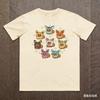 2026 Summer Eevee Retro Cosplay Tshirt Unisexs Oversize Casual Cotton Printed Shortsleeved Unisex Childrens Sports Shirt