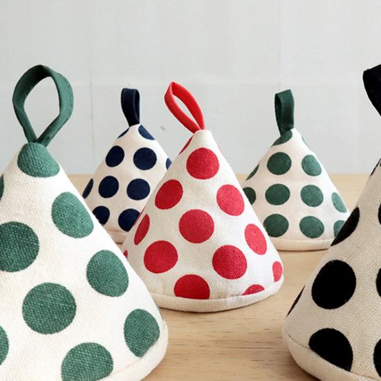 Isı Yalıtım Eldivenleri Kaymaz Mutfak Aleti Dayanıklı Üçgen Tencere Sapı Kapağı Yüksek Sıcaklık Direnci Pamuk Fırın Eldivenleri Asma Halkaları ile