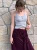 Etmont 2-Way Tie Long Skirt, Wine