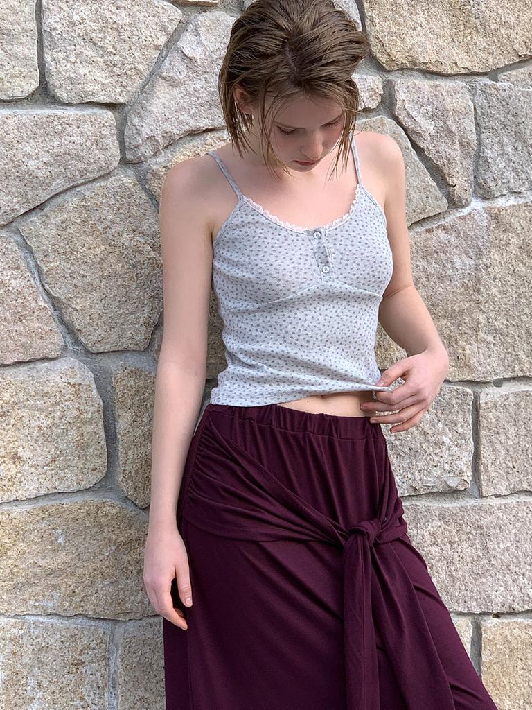 Etmont 2-Way Tie Long Skirt, Wine