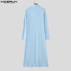 INCERUN Men Turtleneck Long Sleeve Zip-ip High Splits Long Tunic Tops Pullovers