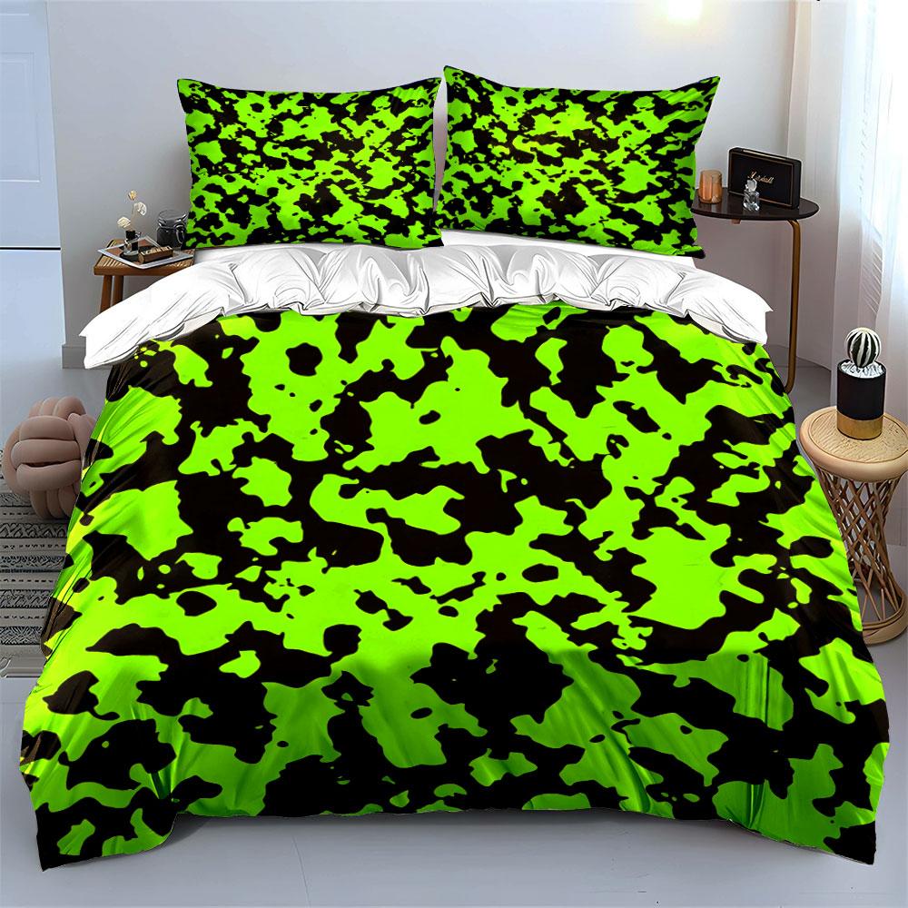 Set Camouflage Verde Vivace - Arredamento per camera da letto per bambini e adulti per esterni, Squisito set letto tre pezzi regalo