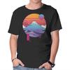 Unisex Crew Neck T-Shirt Retro Wave Fuji Graphic Short Sleeve Casual Tee
