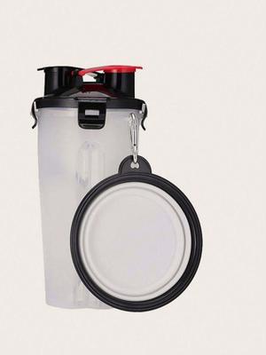 1set-Portable 2-in-1 Dog Water Bottle with Folding Bowl, Leak Proof Outdoor Pet Water Dispenser