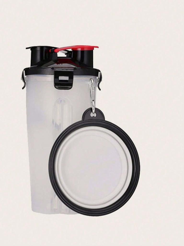1set-Portable 2-in-1 dog water bottle with folding bowl, leak proof outdoor pet water dispenser