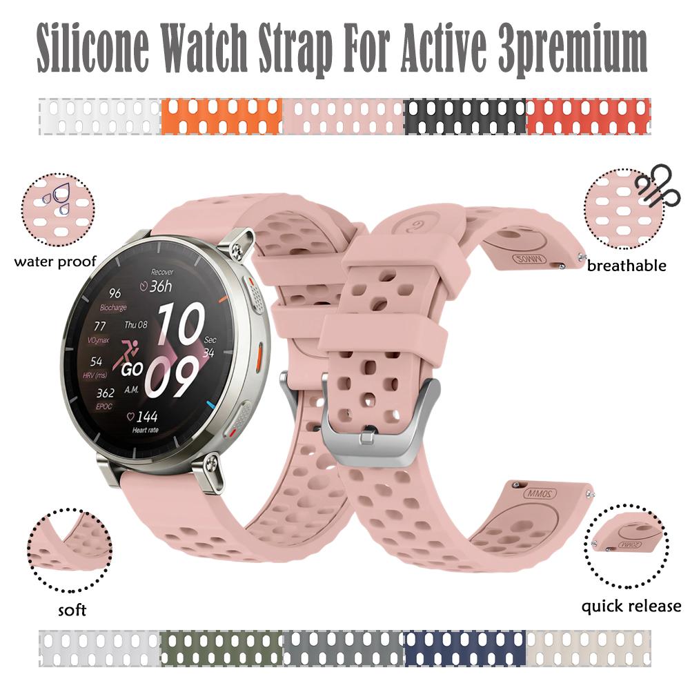 20mm Official Style Silicone Watch Strap for Amazfit Active 3 Premium Sports Breathable Watch Strap  for Amazfit Active 3 Premium