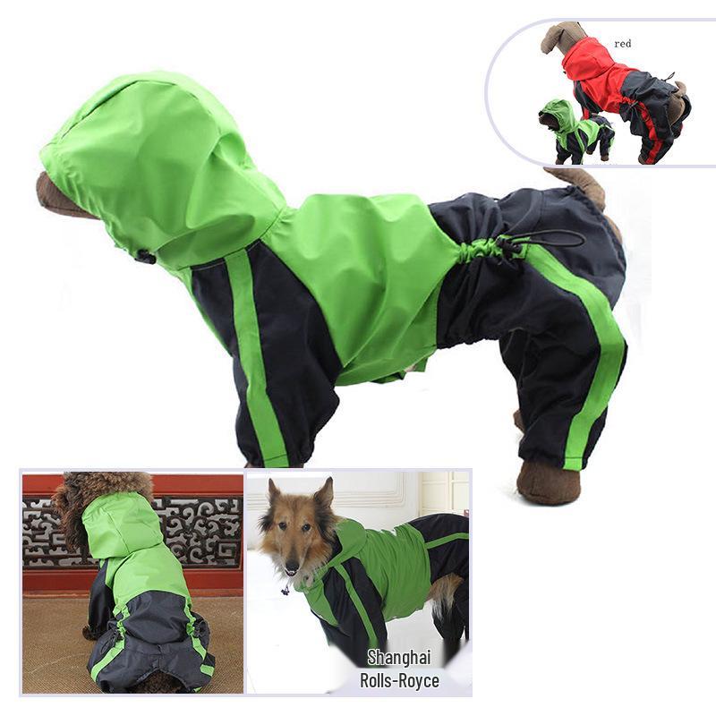 Haustier Regenmantel mit Kapuze für Hunde - Vierbeiniger Stil in kleinen und großen Größen