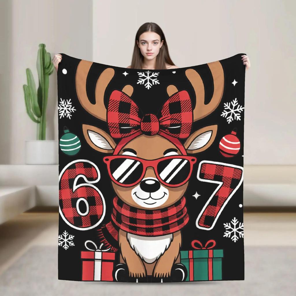Meme Christmas Six Seven Snowman Flannel Blanket Soft Winter Throw for Kids Boys Girls Couch Chair Bed Fashion Home Decor