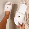New high-end fashion love-decorated plush slippers for women with open toes, suitable for bedroom, living room, home, suitable for all seasons