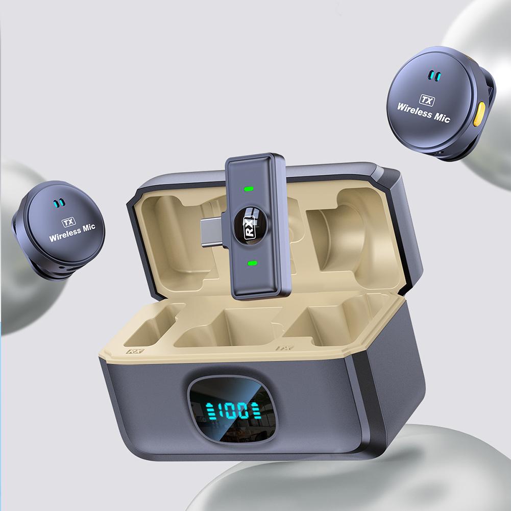 Wireless Magnetic Button Collar Microphone Plug and Play Lapel Mic 164ft Range 40H Battery with Charging Case for Recording Live