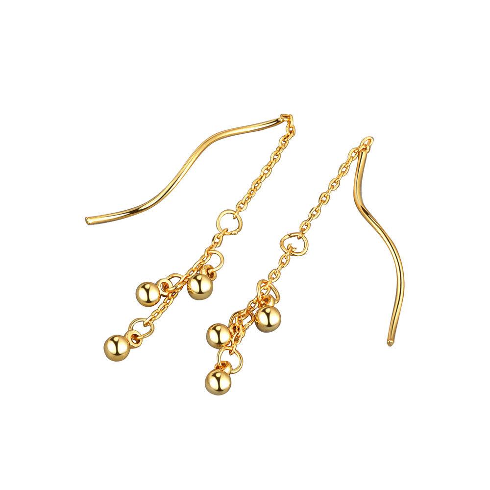Geometric Round Bean Tassel Earrings Long Drop Dangle Earrings For Women Elegant Face Slimming Jewelry
