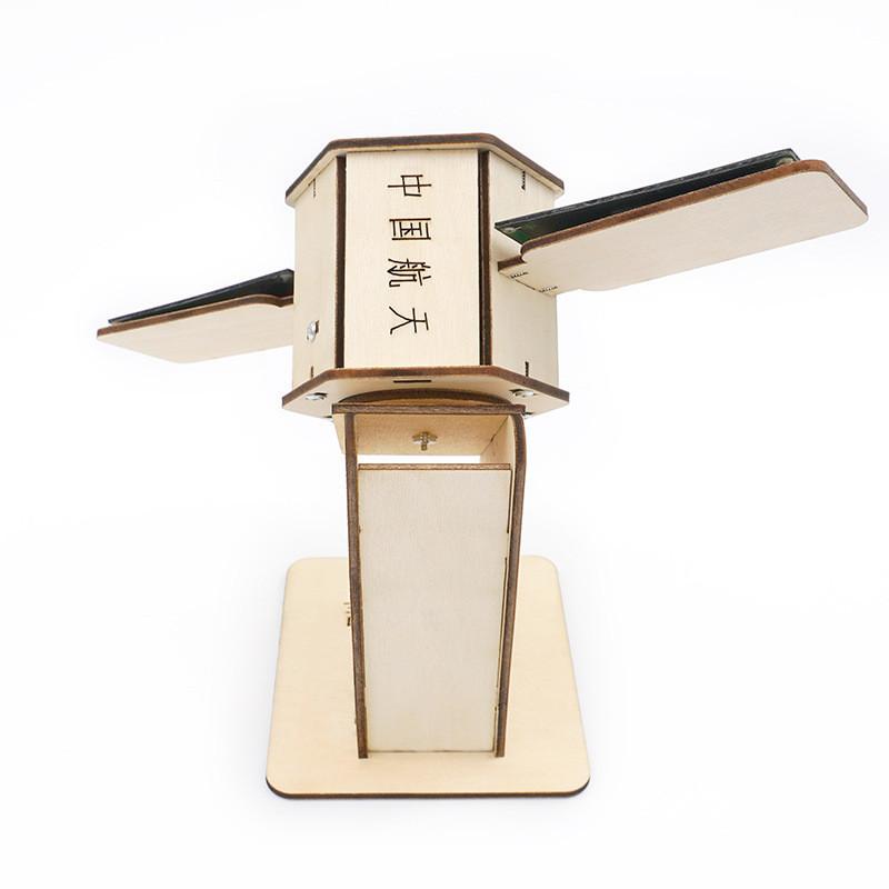 Modelo de Satélite de Energia Solar Brinquedo Educacional de Madeira DIY Para Crianças Experiência Científica