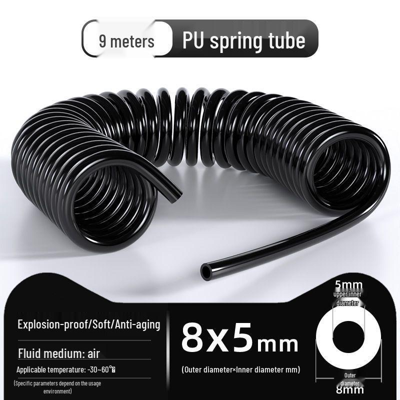 Retractable 8mm PU Spiral Air Hose with Quick Pneumatic Connector