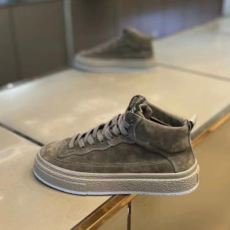 Autumn new leather velvet warm skateboard shoes casual high shoes dnh