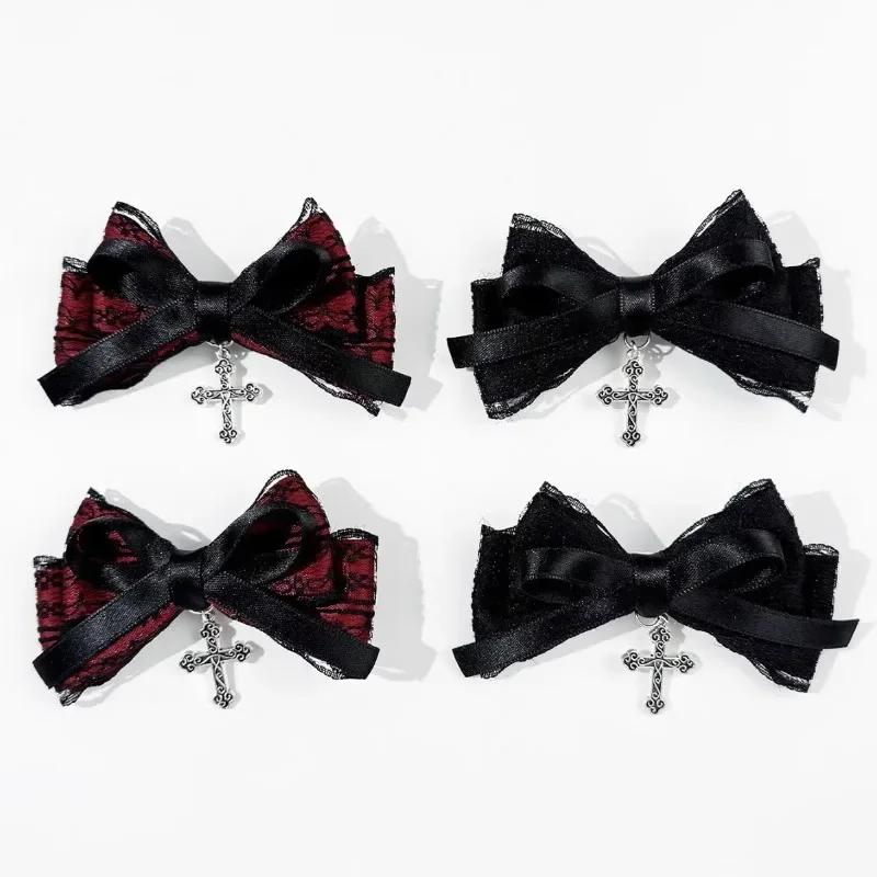 2/4PCS Gothic Fashion Hair Clip Exquisite Hair Accessories For Women Girls Personalized Sweet Cool Cross Bow Hair Clip Gifts