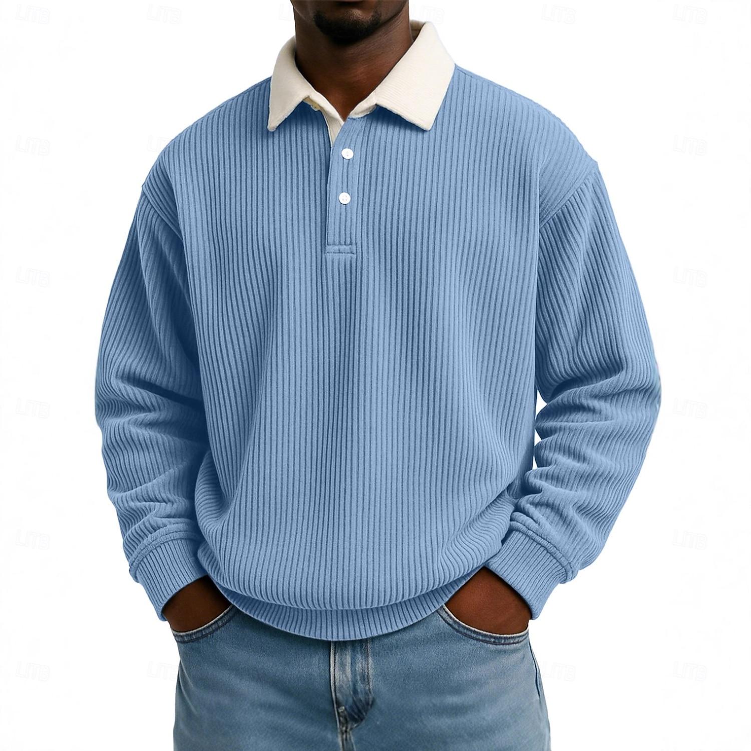 

Мужская повседневная рубашка свободного кроя с воротником на пуговицах и длинными рукавами XL