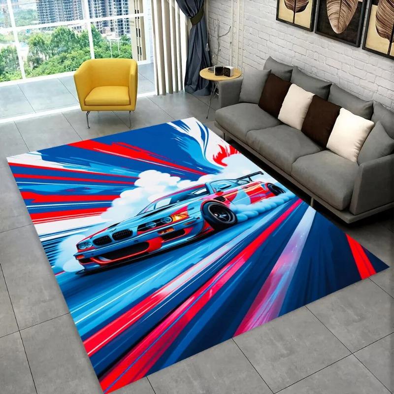 3D E36 Racing Car Motorcycle Rug Carpet for Living Room Bedroom Decor Kids Play for Sofa Doormat Gift  Non-slip Decoration