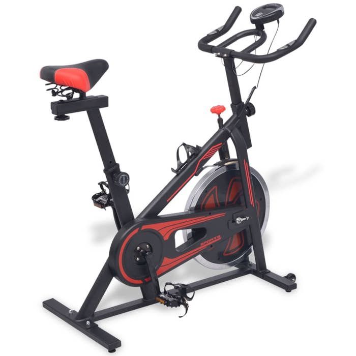 VidaXL Vélo d'Appartement avec Capteurs de Pouls Fitness Noir et Rouge Exercice 91190