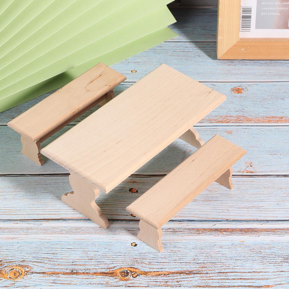 1/12 Puppenhaus Miniatur Holzmöbel Tisch Bank Modell Set ZubehörTisch Bank