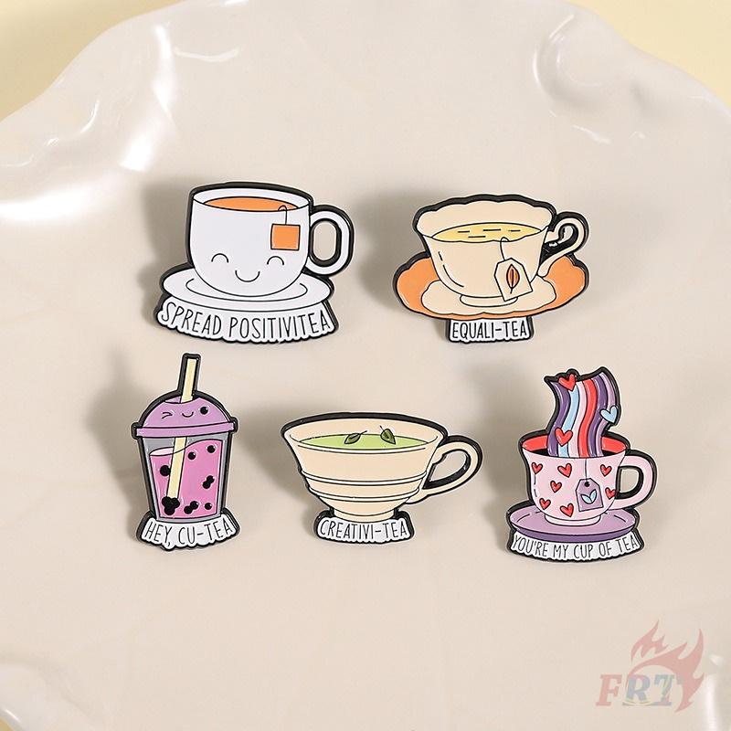 5Pcs/Set Funny Tea Slangs Brooches - Doodle Enamel Backpack Button Pins Badges