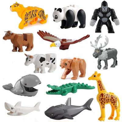 MOC zwierzęta klocki dla dzieci rekin wieloryb jeleń tygrys Panda Model bloki DIY zabawki kompatybilne klasyczne cegły zabawki dla dzieci