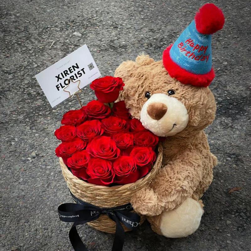 Birthday Soap Flower Bear Bouquet: Teddy Bear Hug Gift for Girlfriend or Best Friend