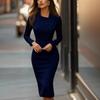 Asymmetrisches Bürokleid, einreihiges Bodycon-Midikleid im modernen OL-Stil, professionelle Arbeitskleidung für Geschäftsfrauen