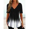 Mode Einfache Wellenkurve 3D-Druck T-Shirts Damen V-Ausschnitt Kurzarm T-Shirt Y2k Harajuku T-Shirts Lässige Tops Damenbekleidung
