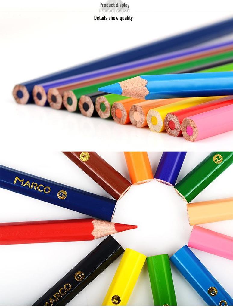 Marco 4100 Student Oil-Based Colored Pencils Set, 24 Colors with Sharpener