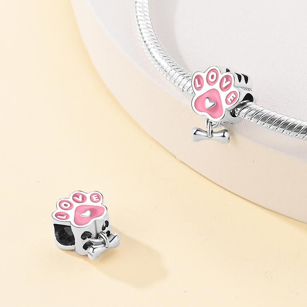 Original Copper Charms Luxury Pink Claw Bones Beads Fit Bracelet Diy Women Making Delicate Gift Jewelry