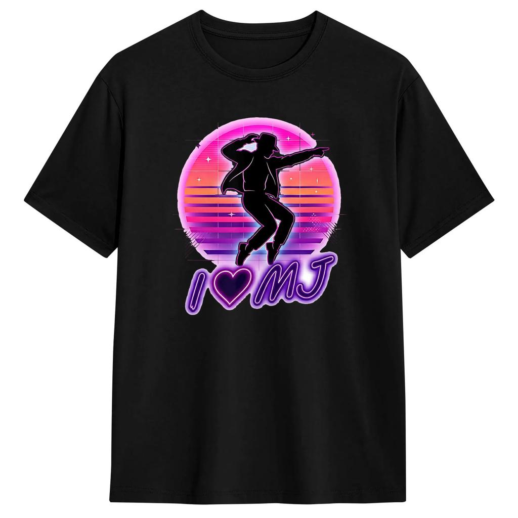 Retro I Love MJ TShirt Summer Cotton TShirts For Unisex Pattern Tee Shirt Short Sleeve Streetwear Clothes