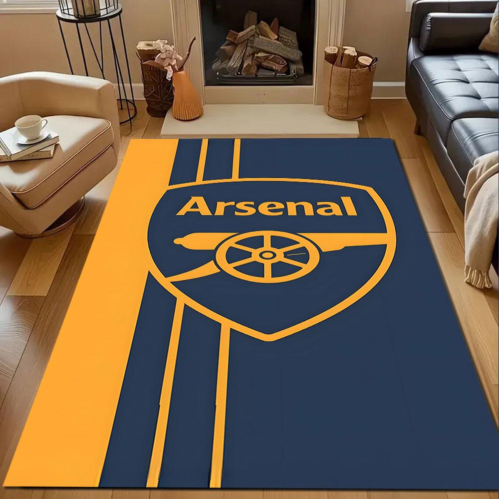 Arsenal Logo on Blue and Yellow Background Patterned carpet, non slip mat suitable for living room and bedroom sofas