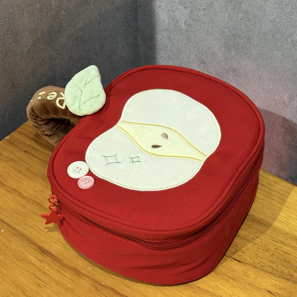 New Cute Red Apple Cosmetic Bag Creative Appearance Large Capacity Handheld Storage Pouch Stationery Organizer Gift Makeup Bags