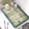 Draining Mat Double-sided Non-slip Fast Water Absorption Anti-scalding Imitation Tile Printing Coffee Machine Draining Pad Kitchen Supply