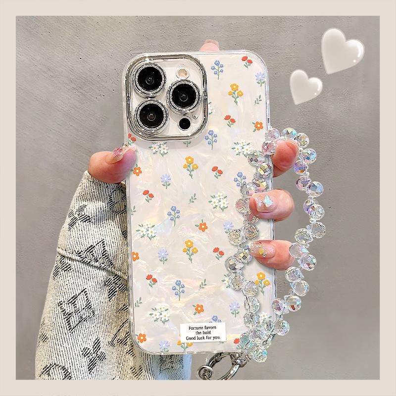 Small Fresh Floral Bracelet Is Suitable for Apple 16promax Mobile Phone Case 17 Advanced Sense and Beauty 15 All-inclusive Lens Film