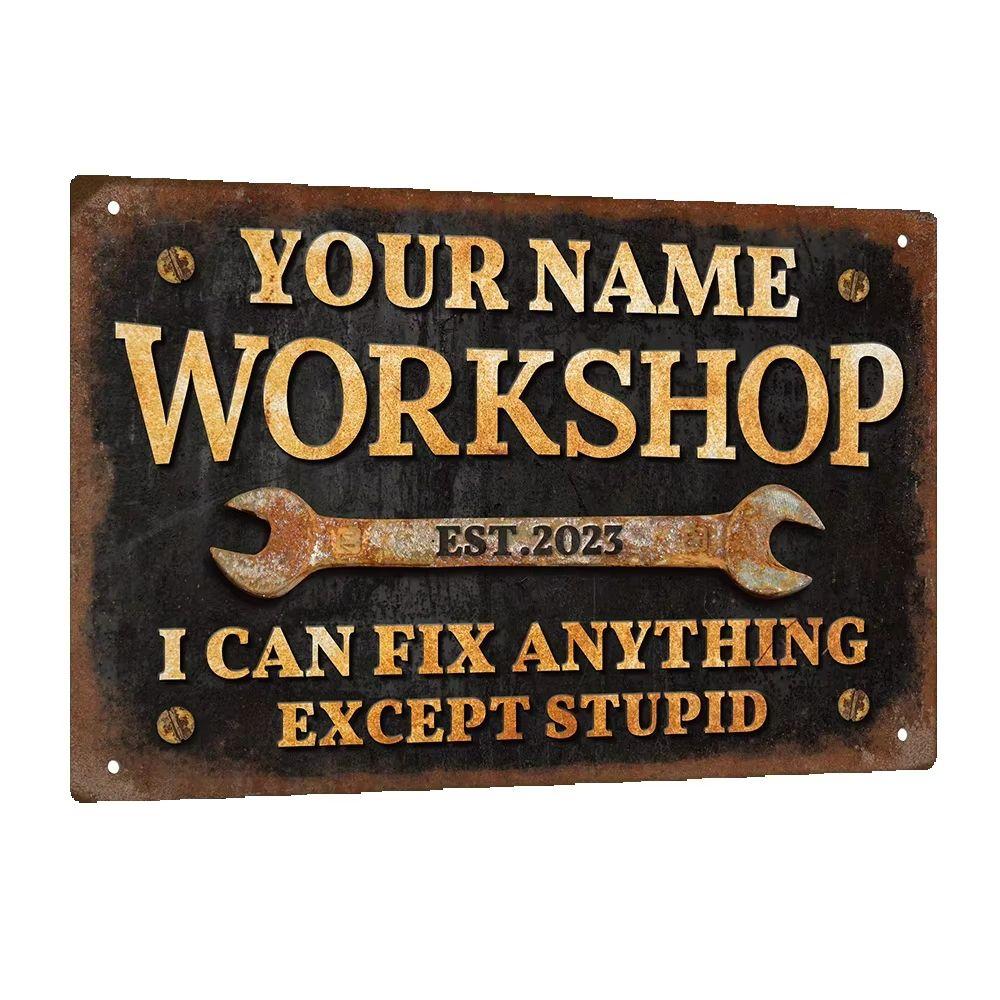 Customized Putuo Decor Workshop Sign Personalized Name And Year Retro Garage Wall Art X Inches Metal Plaque Gift Suggesti