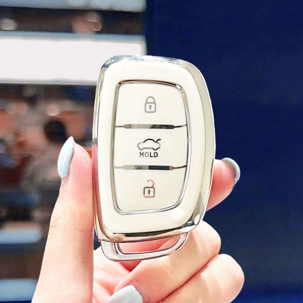 3 Buttons Shell For Hyundai Santa Fe Ix35 Ix25 I10 I30 I40 Rena Sonata Elantra Creta Tucson Fob Holder Tpu Car Key Case Cover