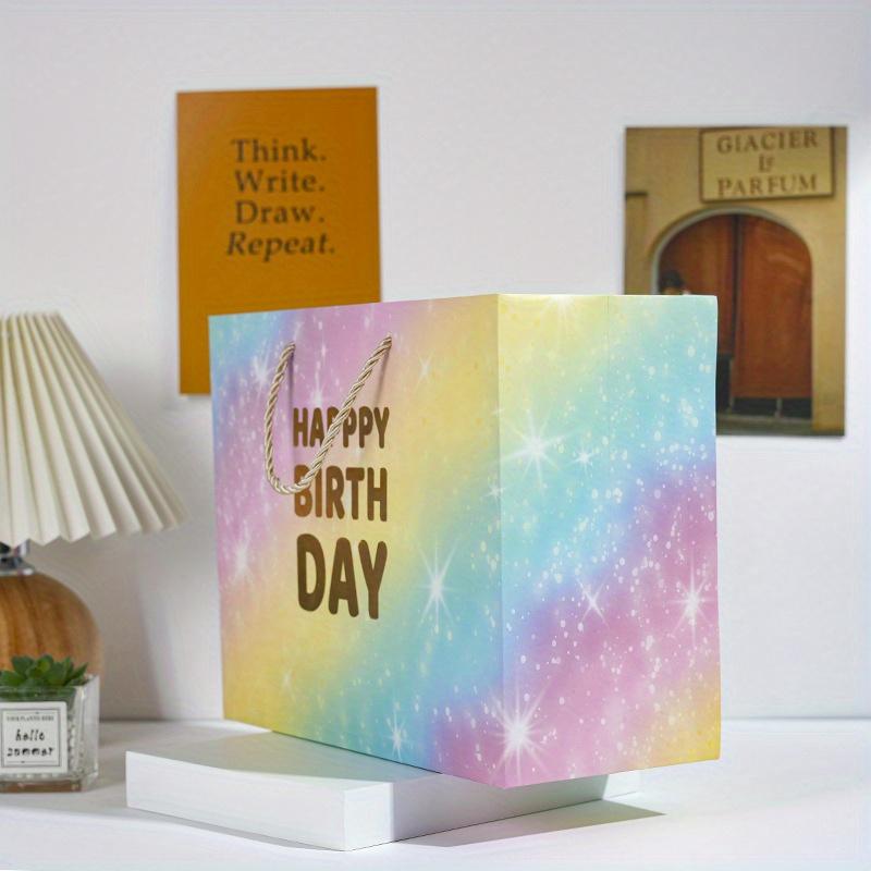6pcs/set, Contains 18 Sheets of White Sorbet Paper, 30*24*13.5cm, Rainbow, Hot Stamping White Card Bag Gift Bag, High Grade Tote Bag, Ins Style,