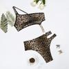 Tuta sexy da donna con stampa leopardata, doppia fila di catena con anelli O, taglio in vita, body comodo