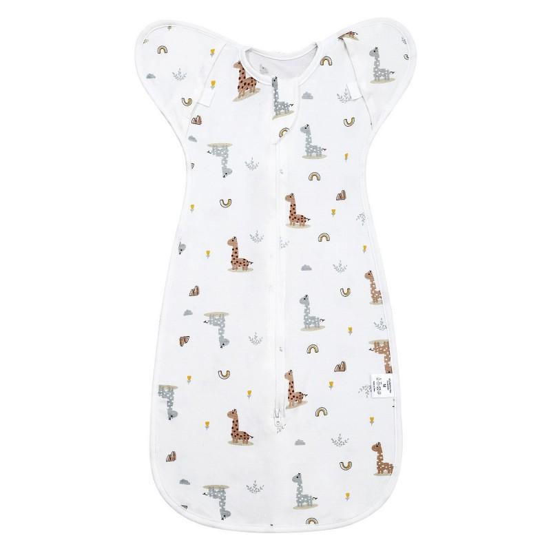 Baby Cotton Swaddle Blanket Newborn Sleep Sack Wrap Arms Up Design Stretchable Sleeves