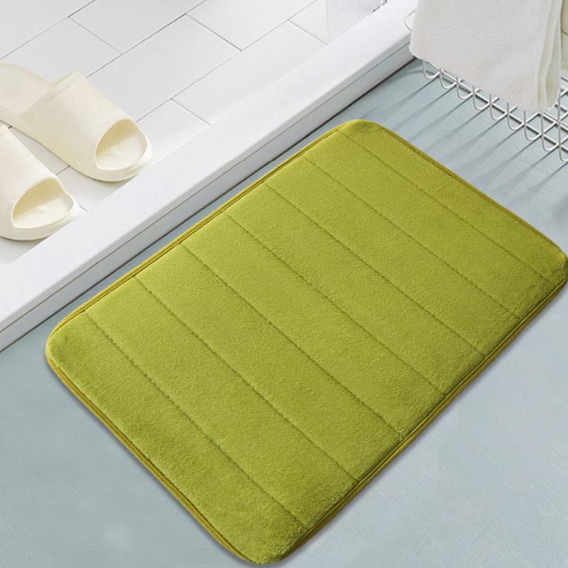 Solid Color Kitchen Bathroom Thick Coral Fleece Floor Mat