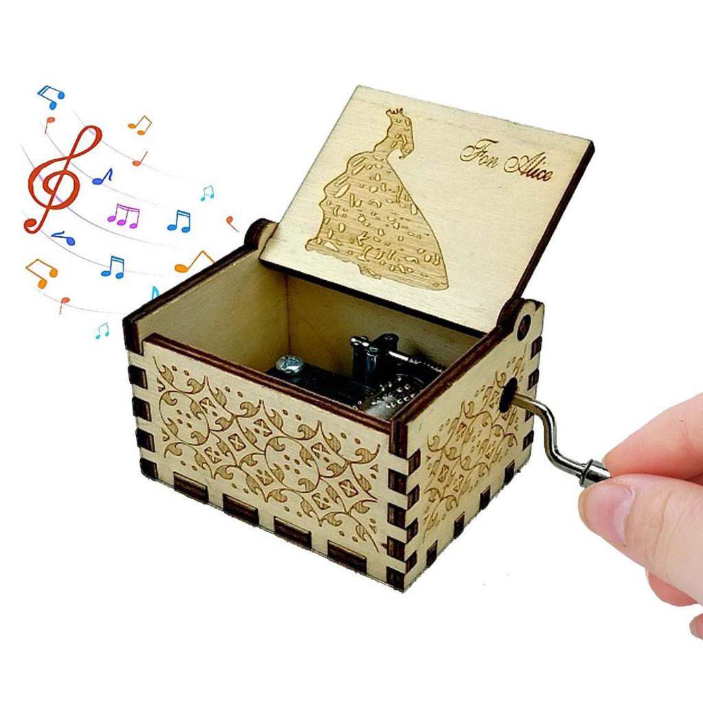 Hand-Cranked Wooden Music Box Festival Gift for Friends