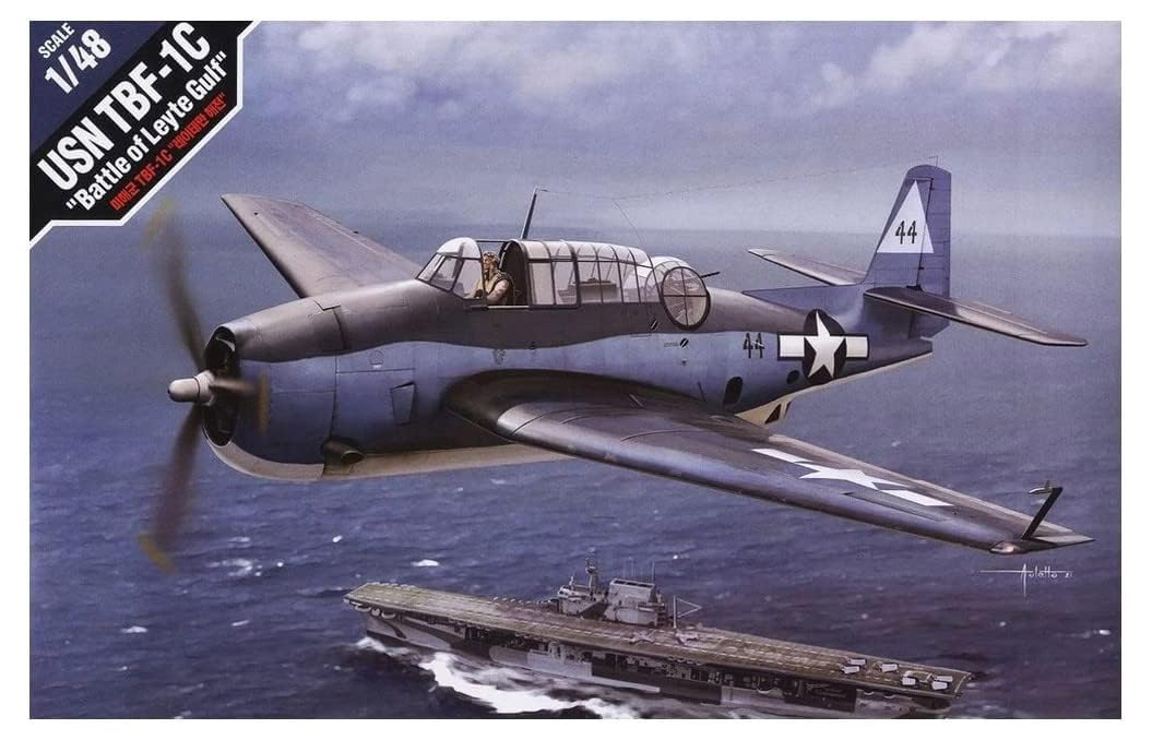 

Academy scale US Navy Avenger Battle of Leyte plastic model kit 12340 1/48 TBF-1C чёрный